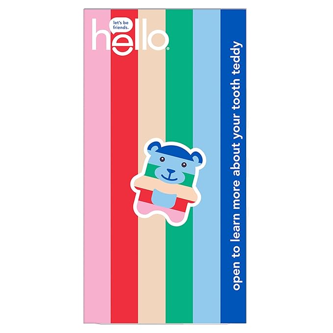 hello Tooth Fairy Kit with Tooth Fairy Door Hanger and Teddy Bear, Includes Full Size Fluoride Kids Strawberry Toothpaste and Kids Toothbrush, for Children Ages 3 and Up