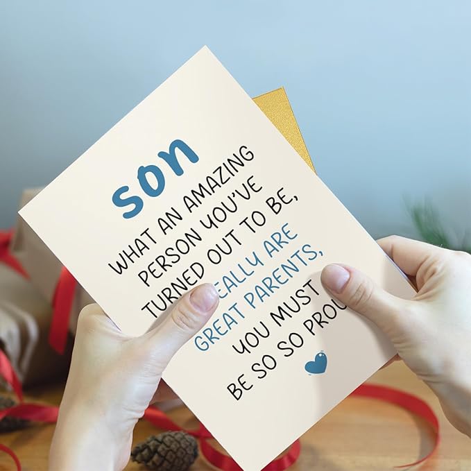 Qiliji Funny Son Birthday Card from Parents, Humorous Birthday Card for Adult Son, Sons Bday Cards Gifts from Mom and Dad, We Are Great Parents You Must Be So Proud