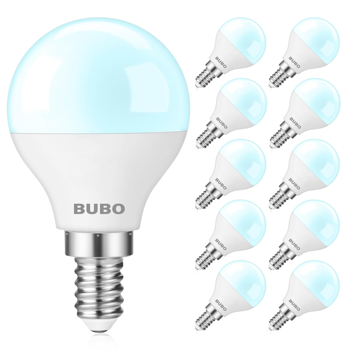 BUBO Ceiling Fan Light Bulbs 60 Watt Equivalent, 5.5W E12 LED Bulb Daylight 5000K, Fan Light Bulb, Small Base LED Light Bulbs 120V, Candelabra Base, Non-Dimmable, 10 Pack