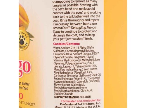 PPP AromaCare Detangling Mango Shampoo for Dogs - Enjoy Nourishing Mango Butter That Softens and Detangles Dog Coat & Fur - 1 Gallon