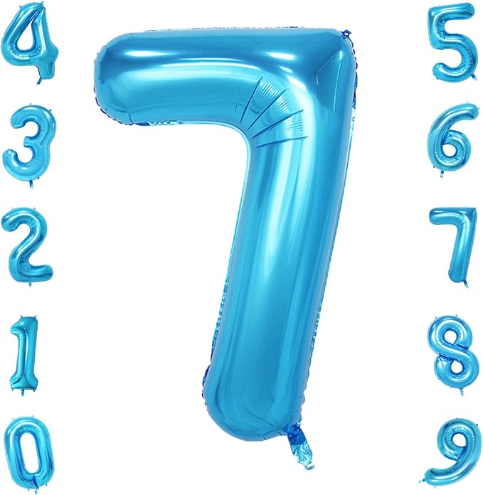 40 Inch Blue Number Balloons, Helium Mylar Foil Number Balloons for Birthdays, Number 7 Balloon for Party Wedding Birthday Bridal Shower Graduation Anniversary Celebration Party Decorations Supplies