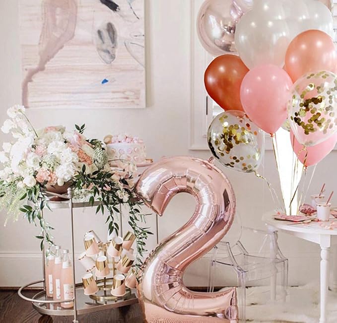 Juland Rose Gold Number Balloons Large Foil Mylar Balloons 40 Inch Giant Jumbo Number Balloons for Birthday Party Decorations 23