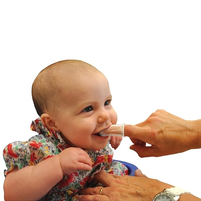 Brilliant Baby Finger Toothbrush - Silicone Gum Massager and Teether Brush for Babies and Toddlers - Kids Love Them, Clear, 2 Count (02551C)