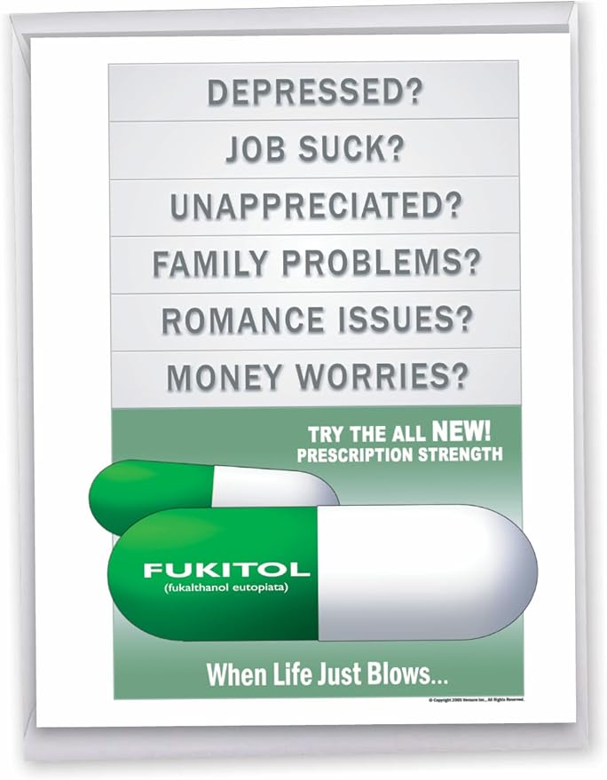 NobleWorks - Big Adult Birthday Card with Envelope (8.5 x 11 Inch) - Funny Appreciation Card for Birthdays - Fukitol J0500