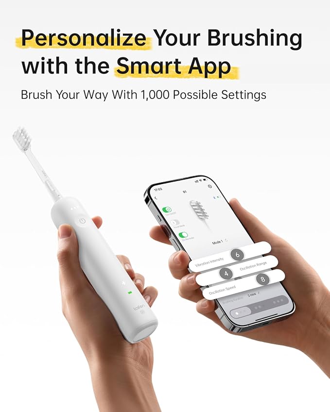 Laifen Wave Special Electric Toothbrush, New 2025 Version Oscillation & Vibration Sonic Electric Toothbrush for Adults with App, 2 Brush Heads, IP68 Waterproof Travel Powered Toothbrush (Matte White)
