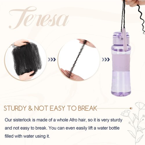Teresa 0.2cm Micro Sister loc Extensions Human Hair Micro Locs Extensions Human Hair Interlocking Sisterlocks Sister Locs Curly Ends 100% Real Human Hair Dreadlock Extensions（14 Inch 60 Strands）