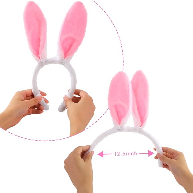 HANSGO 6PCS Easter Bunny Ears Headband, Cute Colorful Bunny Hairbands for Easter Party Dressup Party Favor