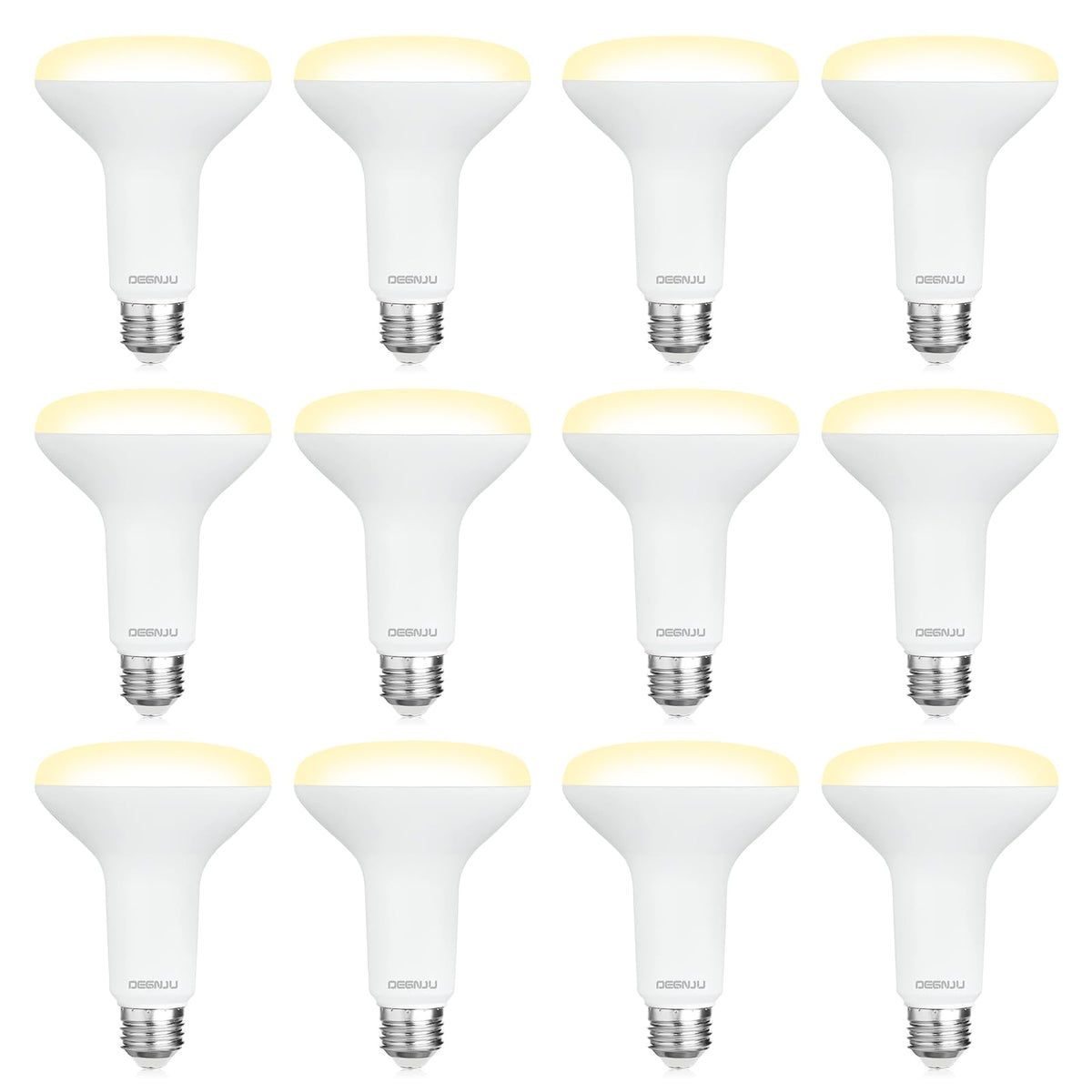 DEGNJU 12 Pack BR30 LED Recessed Light Bulb, Dimmable Indoor Flood Light Bulbs CRI80 7W Equivalent 65W 2700K Soft White 650 Lumens, 15000 Lifetime Hours E26 Base LED Can Light Bulb, Flicker-Free