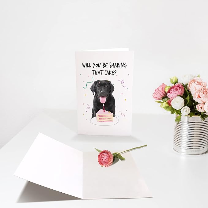 Funny Dog Birthday Card, Birthday Card from Dog, Happy Birthday Card for Dog Owner, Labrador Will You Be Sharing That Cake Bday Card
