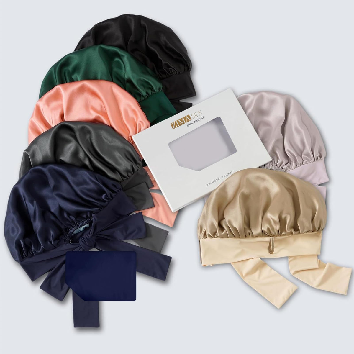 ZIMASILK 100% Mulberry Silk Bonnet for Sleeping Women Long Hair Double Layer Silk Hair Wrap with Tie Band Stay On Head (1Pc, Purple)