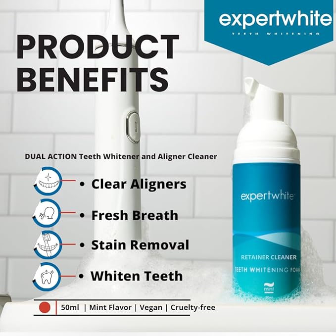 Max HP Foam Aligner & Retainer Cleaner, Teeth Whitening Foam Peroxide Teeth Whitener Foam - freshens Breath, whitens Teeth, eliminates Bacteria, Kills Bad Breath, Suitable Invisalign.