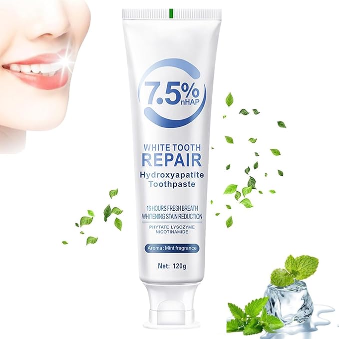 Hydroxyapatite Toothpaste for Enamel Protection and Tooth Strengthening,Hidroxiapatita Toothpaste,Gentle Mint,Fresh Breath,Daily Use for Oral Health,4.23oz (2 PCS)