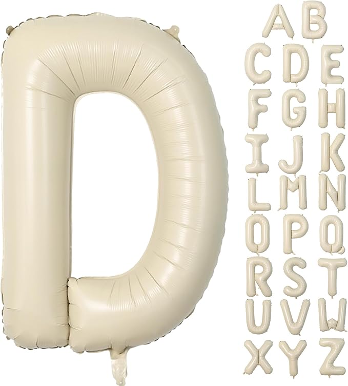 Cream D Letter Balloons,40 Inch Letter D Balloon Beige,Helium Custom Letter Balloon for Birthday Anniversary Party Decorations