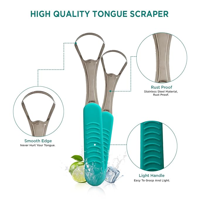 Big Mouth Tongue Scraper – Ultimate Oral Hygiene Tool for Fresh Breath and Improved Taste (Silver)