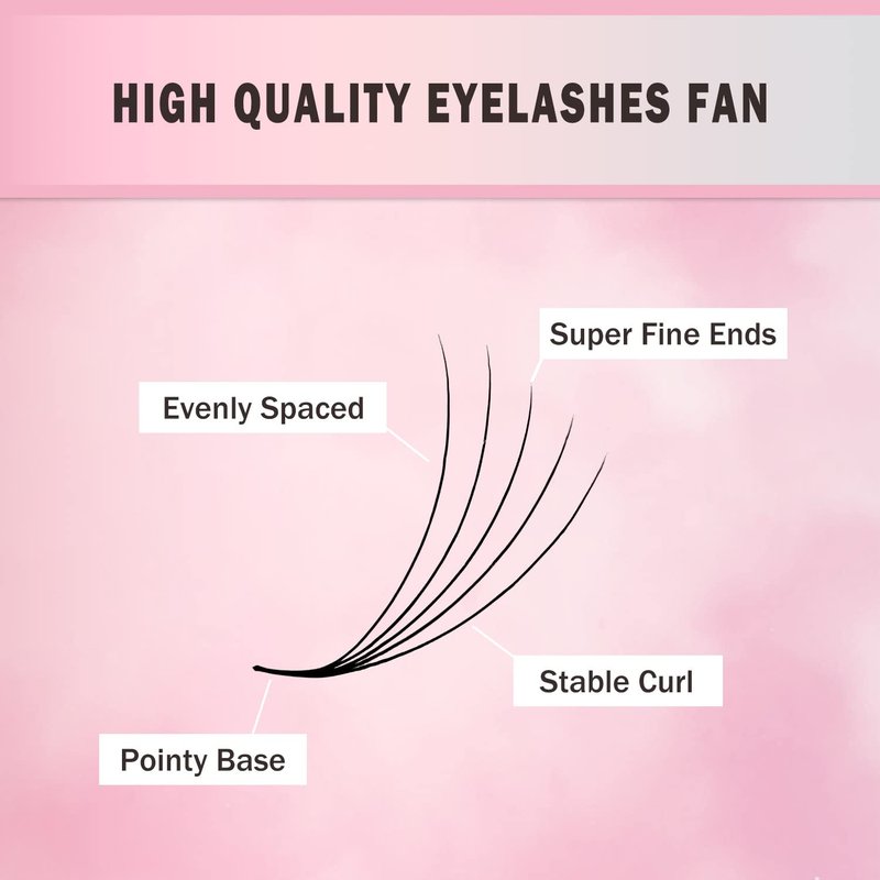 MDC Lashes Promade Eyelash Fans Mix Length 1000 Volume Lash Extensions 8D-16D, C D Curl, 9-16mm Length, 0.05-0.07 Short Stem Promade Premade Pre Pro Loose Fans Eyelash Extension, Easy Application