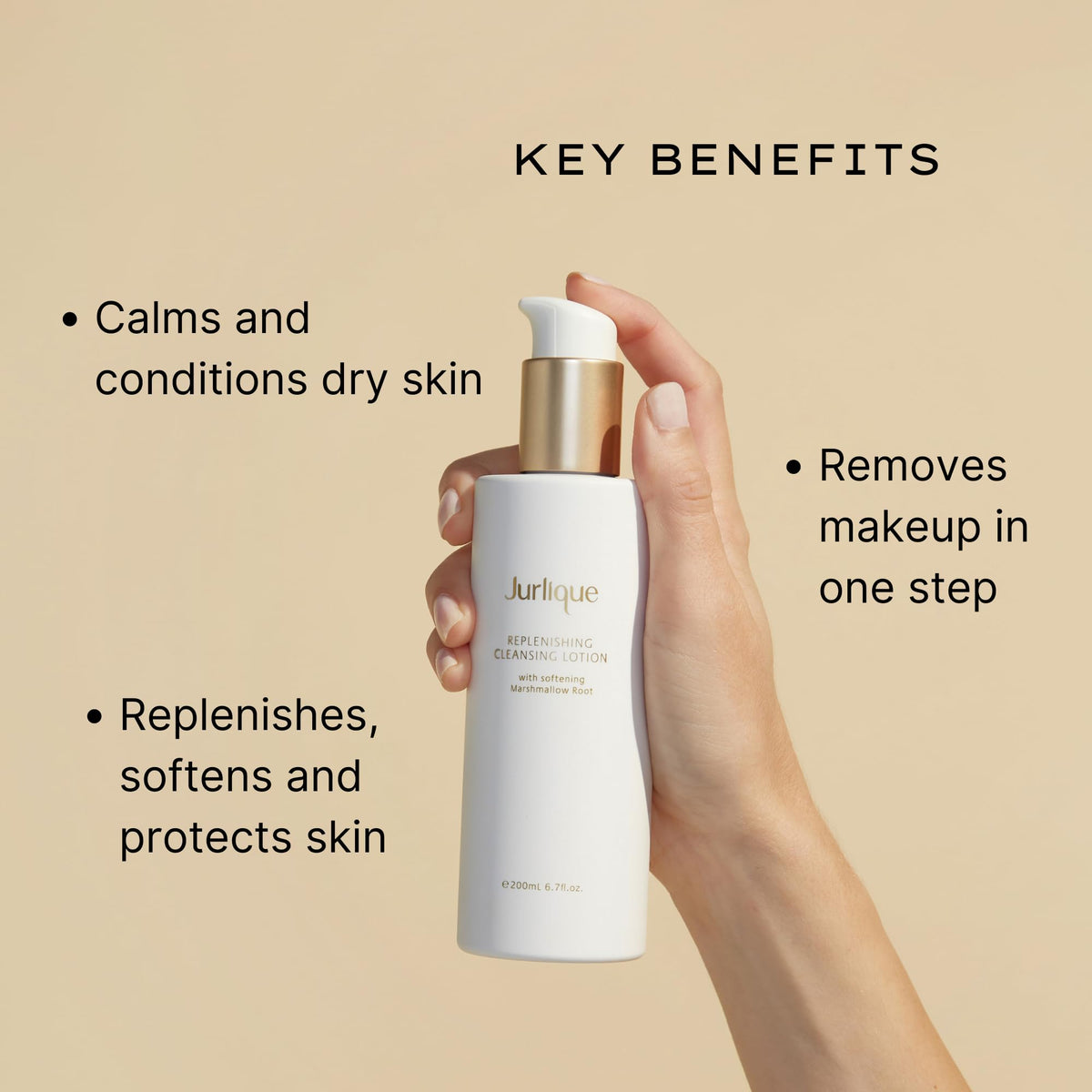 Jurlique Replenishing Cleansing Lotion - 6.76 Fl Oz - Gentle Facial Cleanser & Makeup Remover for Women - For Dry & Sensitive Skin - Nourishing Face Wash - Australian Natural-Based Skincare