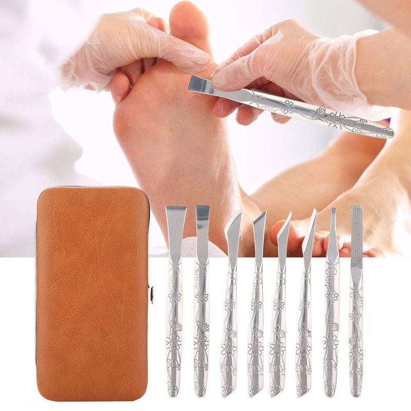 Footstep Horny Tool, Remove 8 Pcs of Stainless Steel Foot File Horny Remover Foot Calluse Shaver Pedicure Tool Set, Foot Skin Planer Foot Stone Foot Board