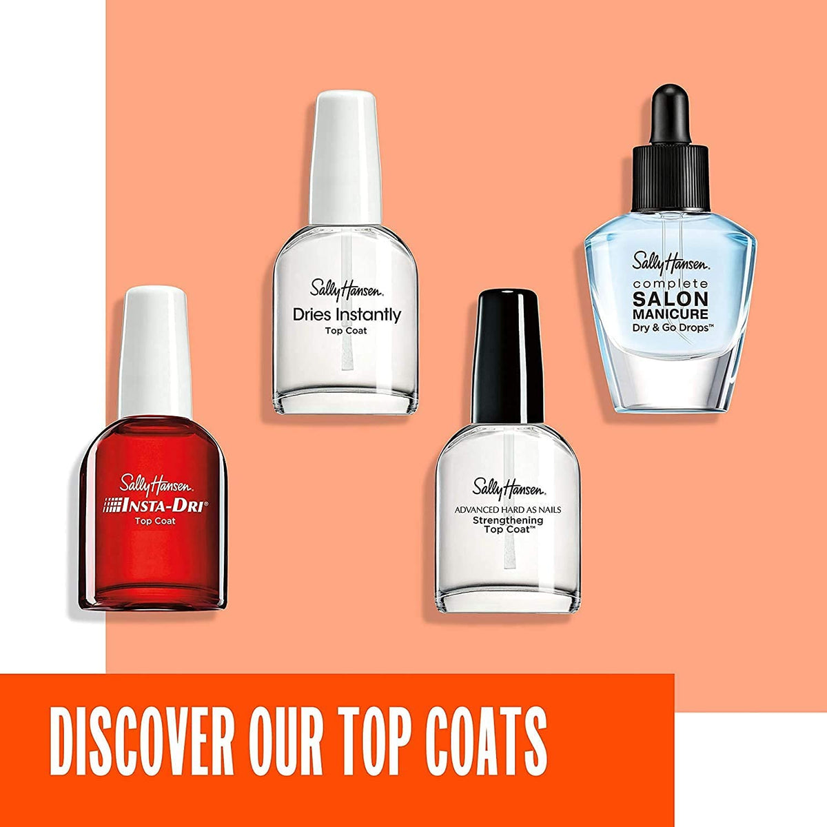 Sally Hansen Insta-Dri®, Clear Top Coat, Quick Dry, Long Lasting, Streak-Free Shine, Clear Nail Polish