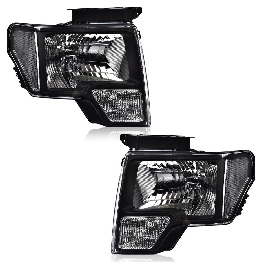ALLGOOD Headlights Assembly Compatible with Ford F150 2009-2014, Left Driver & Right Passenger Side Front Headlamp, Clear Lens B