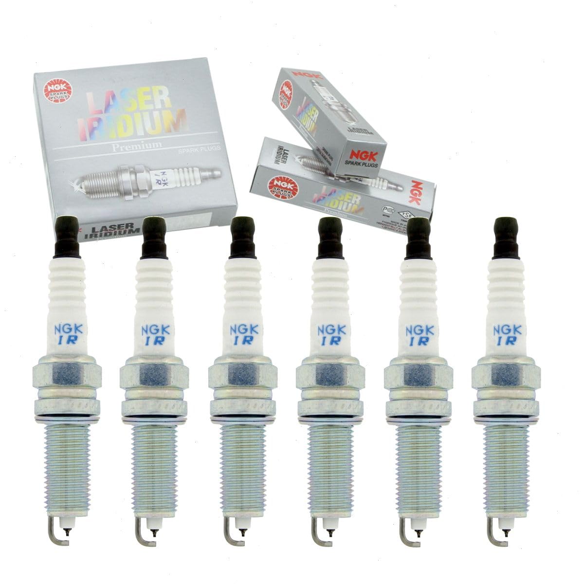 6 pc NGK Laser Iridium Spark Plugs compatible with Hyundai Santa Fe 3.3L 3.5L V6 2010-2018