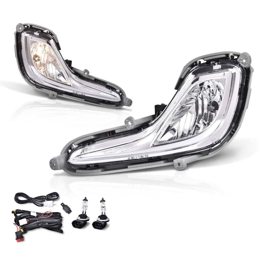 ALLGOOD Bumper Fog Lights Lamps w/Bulbs Driver & Passenger Side Compatible with Hyundai Accent 2012 2013 2014 2015 2016 2017 922