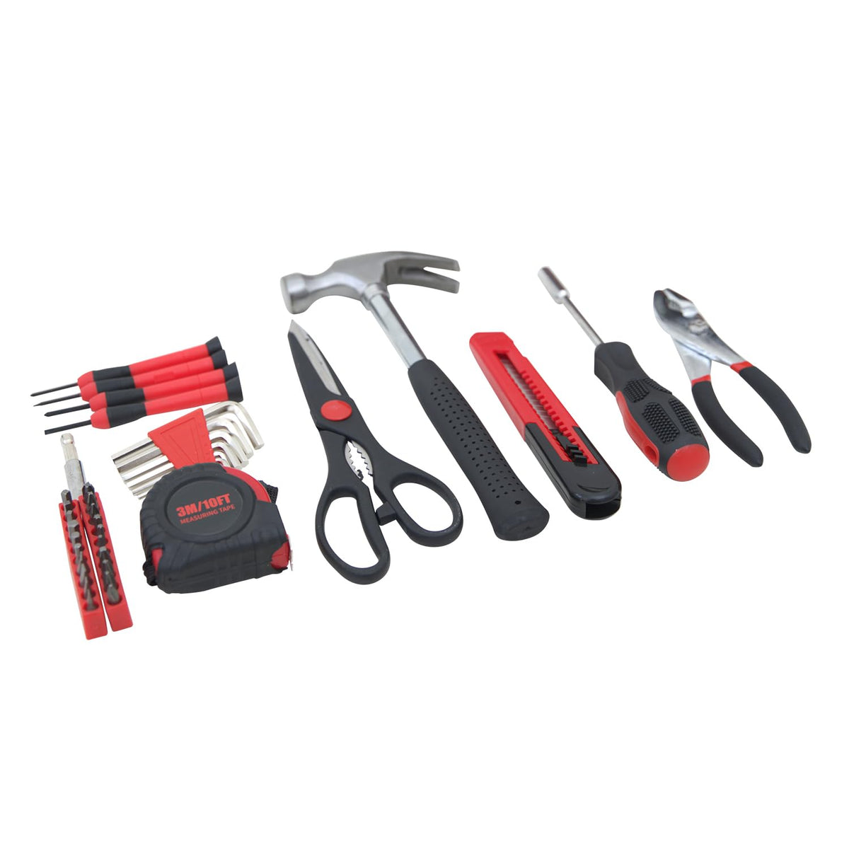 Hantinstom 39-Piece Household Tools Kit Essential Home Repair Set with Plastic Toolbox Ideal for College Students, Home Use & More