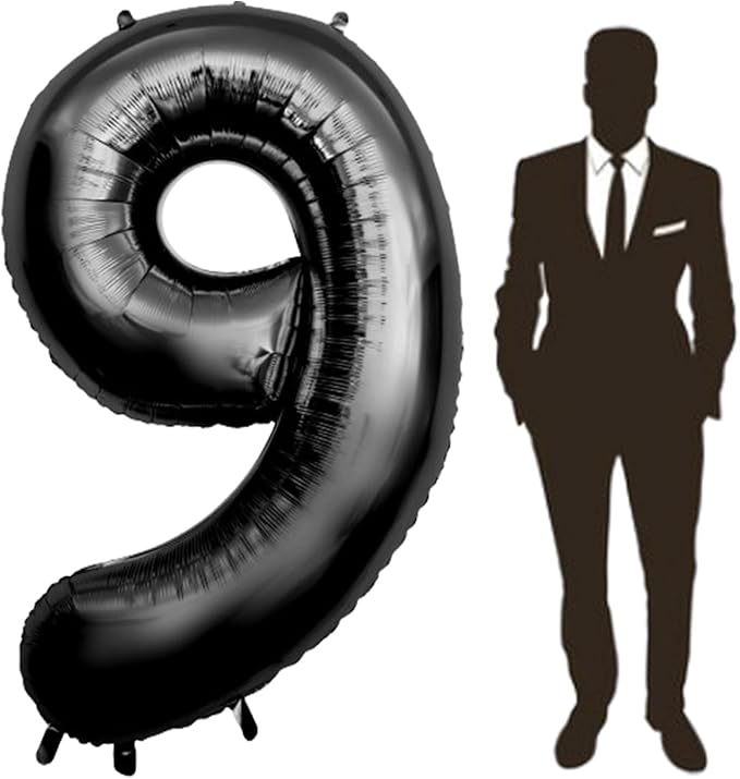 60 Inch Black Number Balloon Large Foil Number Balloons With Base，0-9 Big Number Balloons for Birthday Party Supplies Decorations
