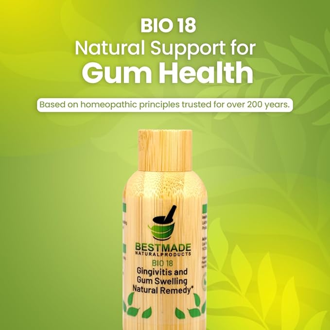 Bestmade Natural Gingivitis Remedy BIO18 - Boost Oral Health Naturally, Fight Halitosis, Support Healthy Gums, Extra Strength Mineral Cell Salts, Alternative to Over-The-Counter Products, 350 Pellets