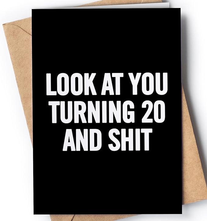 Funny 20th Birthday Card for men or women with envelope | Joke card for someone who is turning 20 years old | Original and unique present idea for son, daughter.