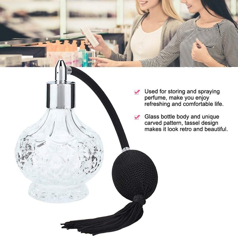 Glass Perfume Atomiser Spray Bottle - Retro Mini Refillable Empty Spray Atomizer