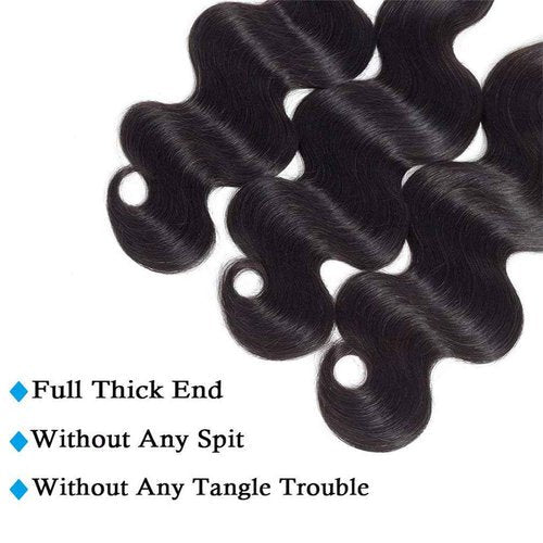 Cirvty 12A Human Hair Bundles 20 20 20 Inch Body Wave Bundles Human Hair Weave 3 Bundles Human Hair Weft Unprocessed Human Hair Bundles 100% Brazilian Human Hair Bundle Natural Black