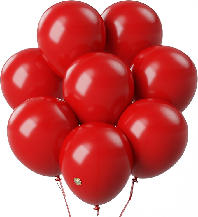 AFTERLOON® Biodegradable Balloons 24 pcs Red 12 Inch, Matte Color Thickened Extra Strong Latex Helium Float, Multicolor Colorful Bulk Color ballon baloon Globos Para Decoration De Fiestas Kids