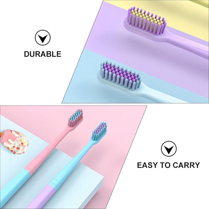 HAPINARY Soft Bristle Toothbrush for Adults 8pcs Travel Toothbrush Set, Small Head Portable Oral Care Brush with Soft Nylon Bristles, Household Tooth Cleaning Tool Suitable for Travel and