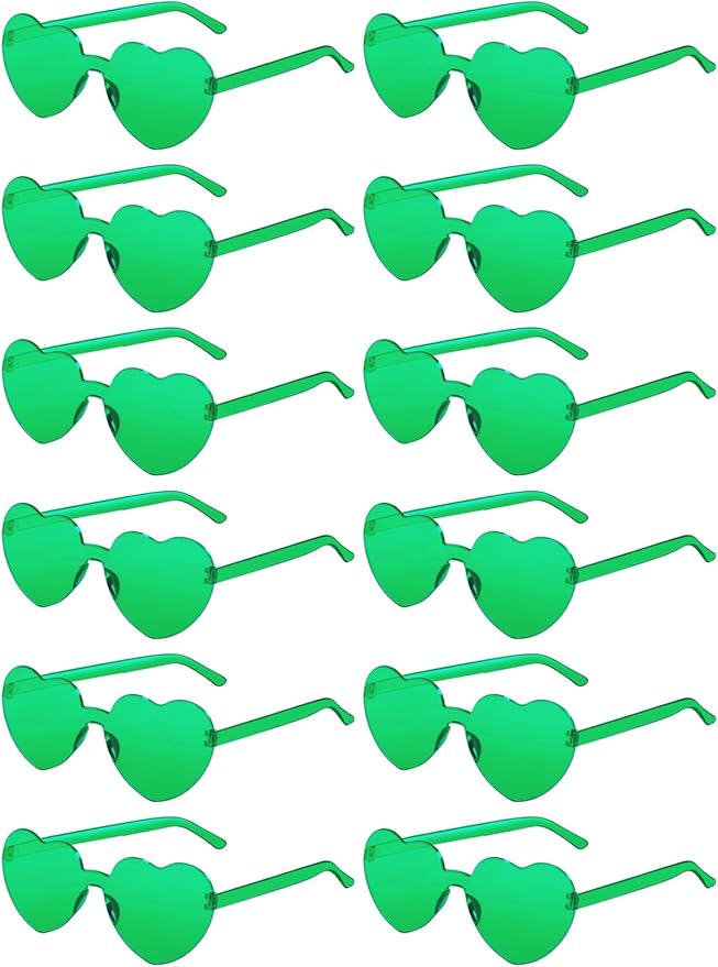 12 Pairs Heart Shaped Sunglasses for Women Colorful Glasses Fun Trendy Transparent Heart Sunglasses Party Favor