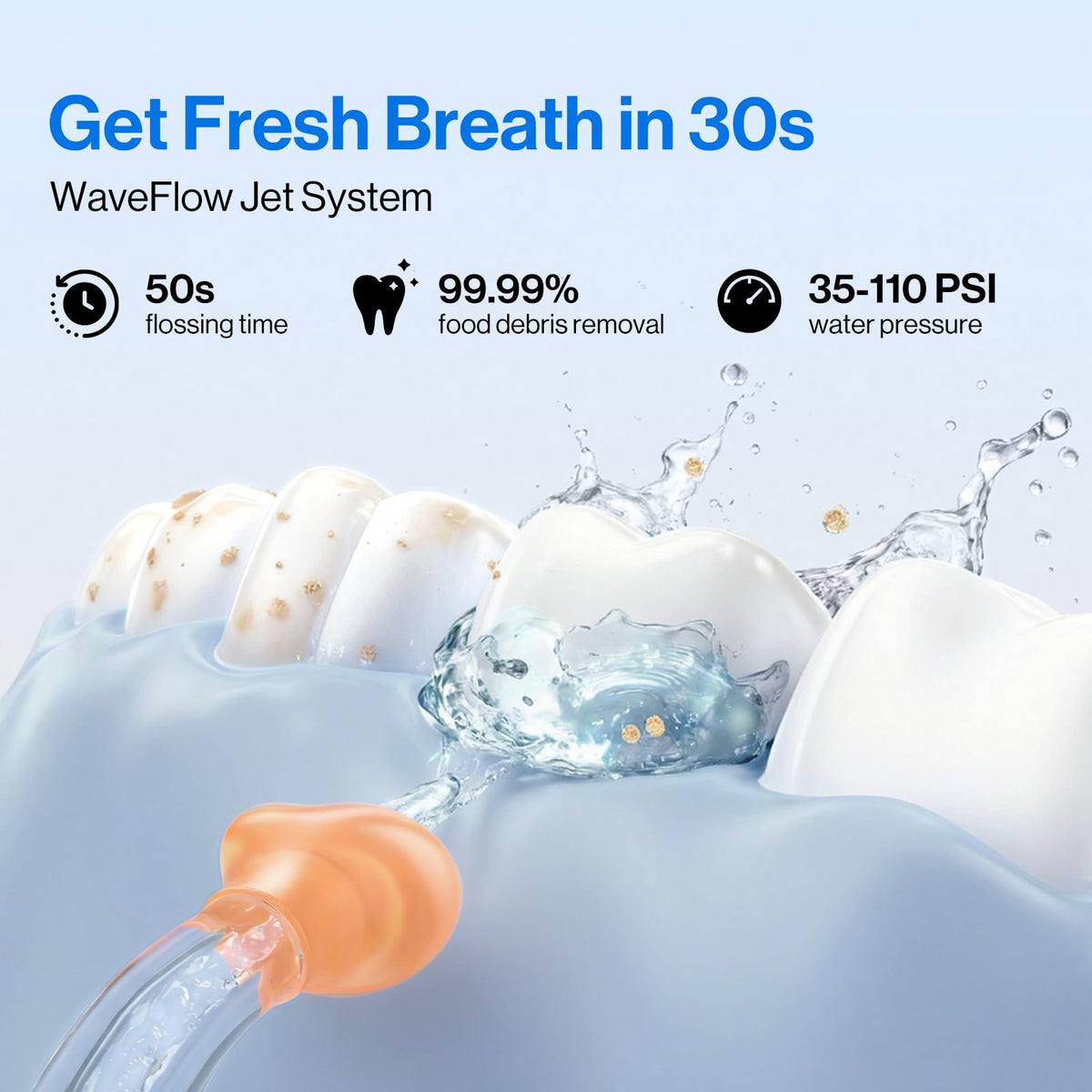 usmile C10 Portable Water Flosser for Travel – 95-Day Battery, 4 Modes, 360° Nozzle, 180ml Tank, IPX7 Waterproof, Dentist-Recommended for Braces, Implants & Sensitive Gums (Blue)