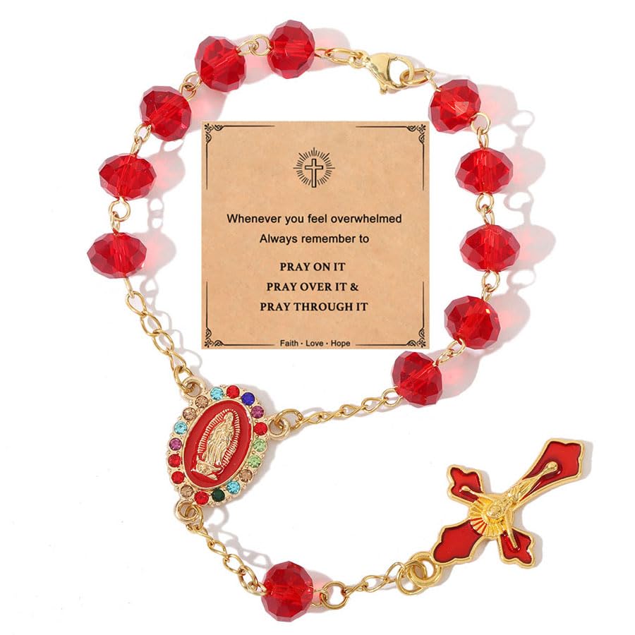 Car Rosary for Rearview Mirror,Rosary for Car Mirror Hanging,Catholic Religious Gifts for Women Men,Auto Rearview Catholic Rosar
