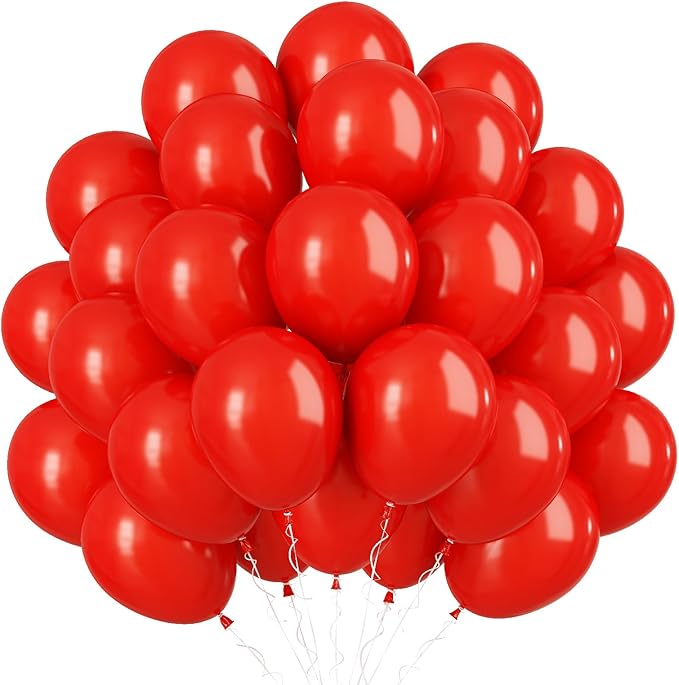 Red Balloons 60pcs 5inch Small Matte Red Balloon for Balloon Garland Arch 5'' Round Mini Red Latex Balloon for Kids Birthday Party Decoration DIY Bridal Shower Valentine's Day Wedding