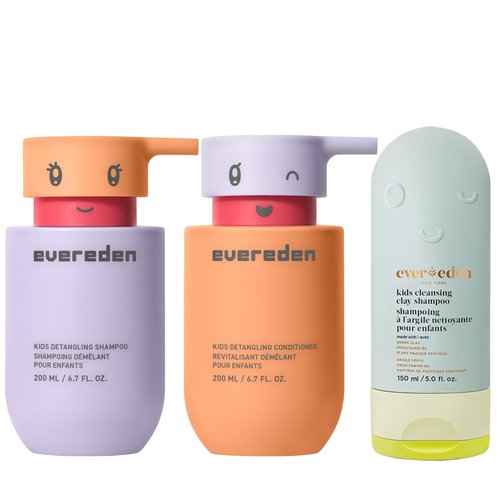 Evereden Happy Trio: Vegan Kids Shampoo, Conditioner Set, and After Swim & Sports Detangler - Strengthens & Smooths All Hair Types