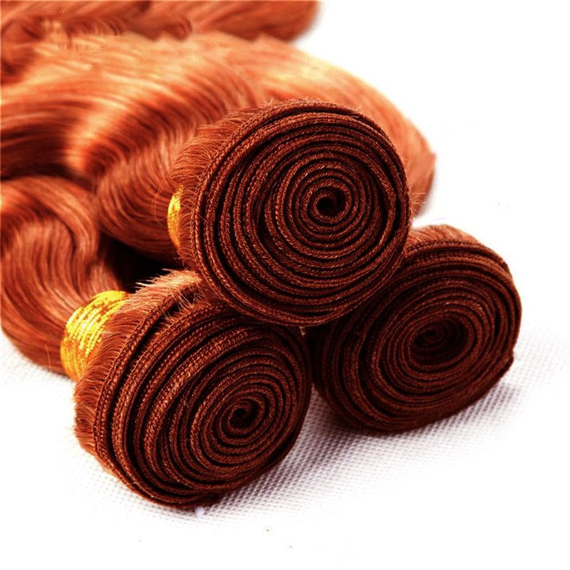 #33 Copper Red Bundles Human Hair Body Wave 3 Bundles 16 18 20 Inch Unprocessed Brazilian Virgin Remy Reddish Brown Body Wave Bundle Human Hair Extensions