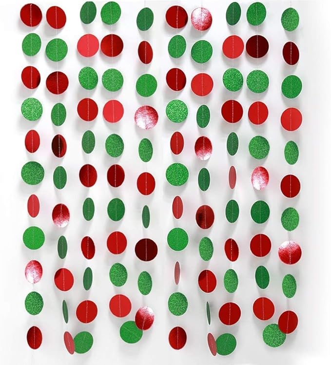 Decor365 Glitter Christmas Party Decorations Hanging Christmas Decoration Ugly Sweater Red Green Garlands Xmas Tree Circle Streamer Photobooth Backdrop Office Classroom Birthday Party Decor