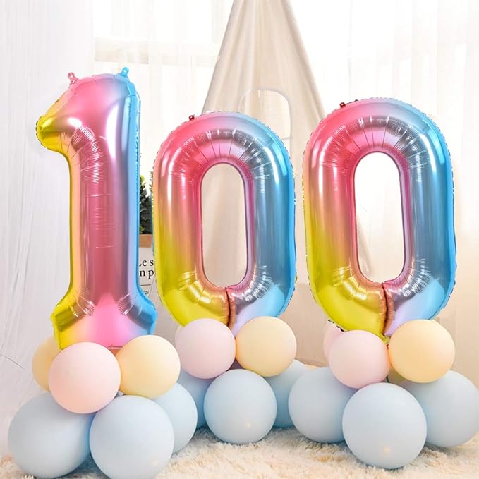 TONIFUL 40 Inch Rainbow Large Numbers Balloons 0-9, Number 8 Digital 8 Helium Balloons, Foil Mylar Big Number Balloons for Birthday Party Anniversary Supplies Decorations