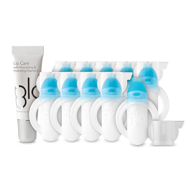 GLO Science Teeth Whitening Gel – 6% Hydrogen Peroxide – Clinically Proven, Fast & Safe for Sensitive Teeth – Includes 10 Gel Vials & 1 Lip Care