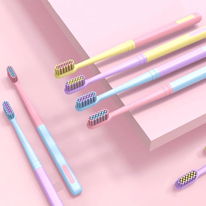 HAPINARY Soft Bristle Toothbrush for Adults 8pcs Travel Toothbrush Set, Small Head Portable Oral Care Brush with Soft Nylon Bristles, Household Tooth Cleaning Tool Suitable for Travel and
