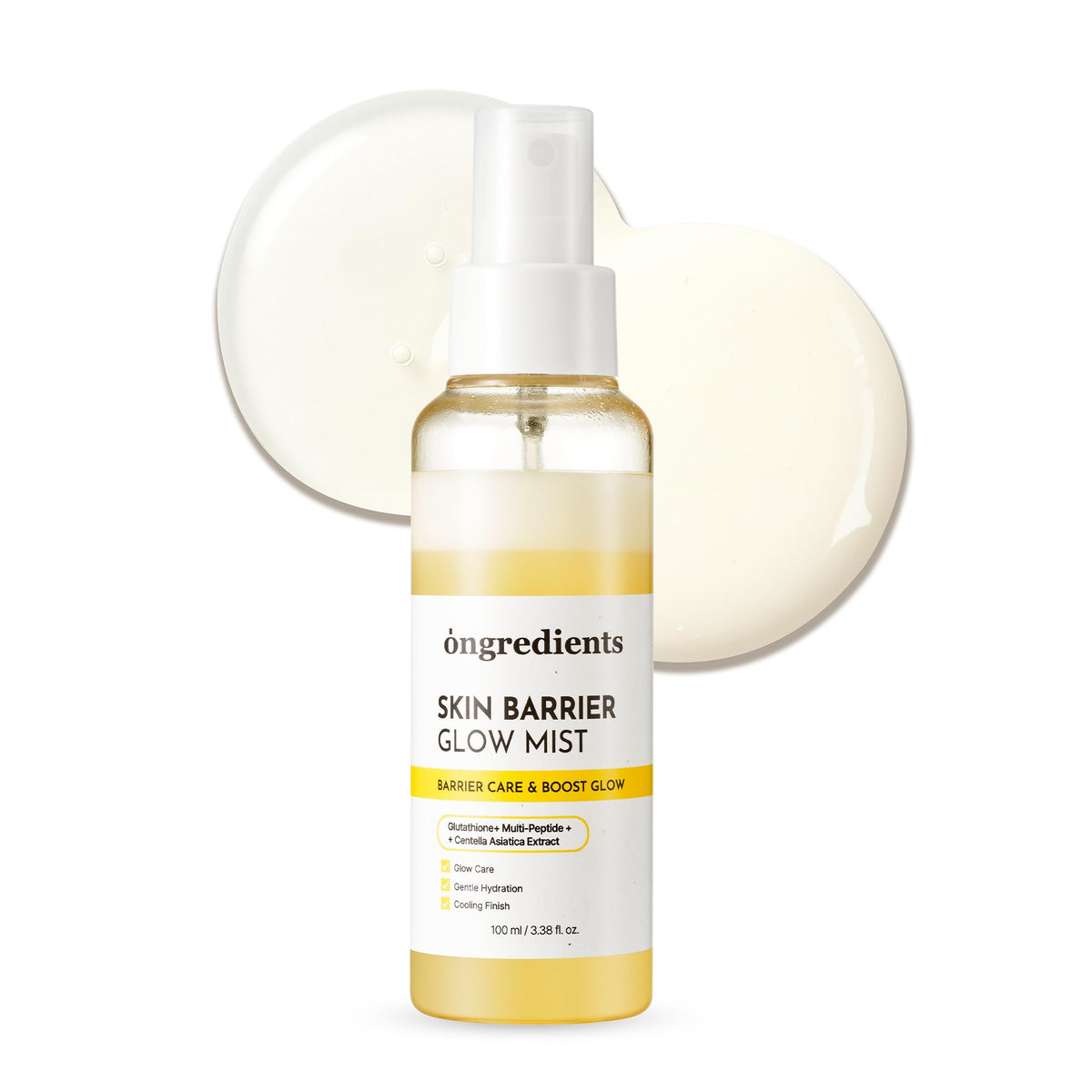 ONGREDIENTS Skin Barrier Glow Mist, Dual-Layer Facial Mist, 98% Pure Glutathione, Multi-Peptide, Centella, Ultra-Fine Spray, Cooling, Dry and Sensitive Skin, Korean Skin Care, 3.38 fl. oz. / 100ml