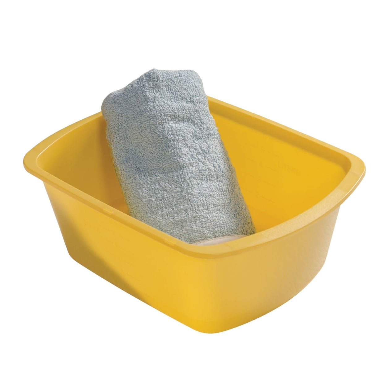 Portable Rectangular Plastic Wash Basin, 6 Quarts with Graduations, Gold (6 Pack)