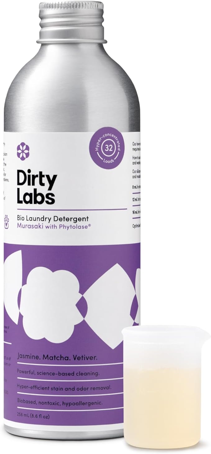 Dirty Labs | Murasaki Scent | Bio Enzyme Liquid Laundry Detergent | 32 Loads (8.6 fl oz) | Hyper-Concentrated | High Efficiency & Standard Washing | Nontoxic, Biodegradable | Stain & Odor Removal