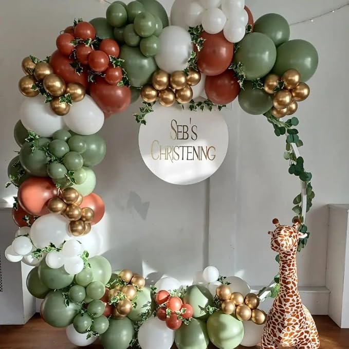 PageebO Sage Green Brown Balloon Arch Kit for Woodland Baby Shower Decoration Birthday Wedding Engagement Anniversary Picnic or Any Friends & Family Party Decorations