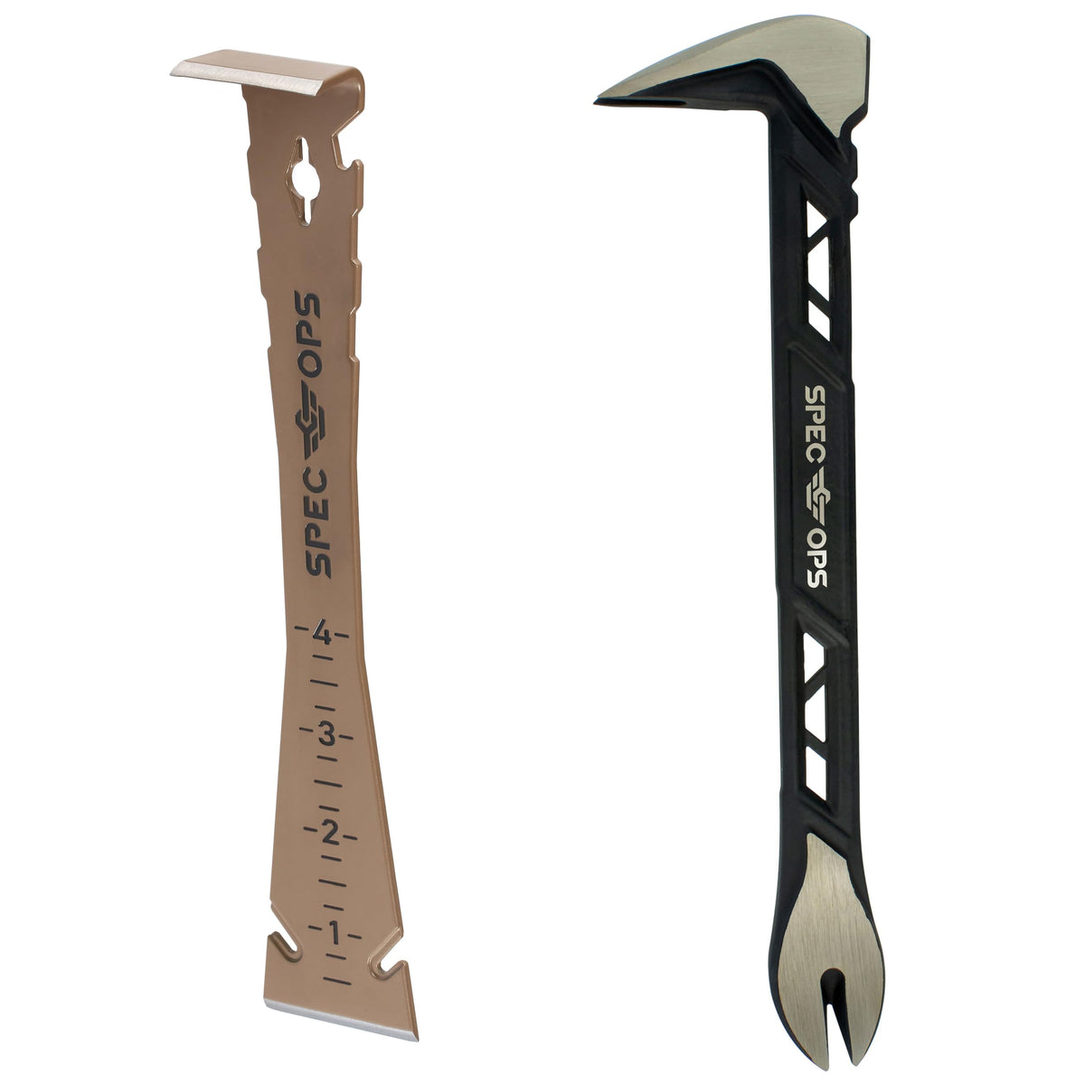 Spec Ops Tools Trim Bar, Pry Bar for Carpentry & Nail Pulling, High-Carbon Spring Steel, Beveled Edges, 9.5" Multi Pack