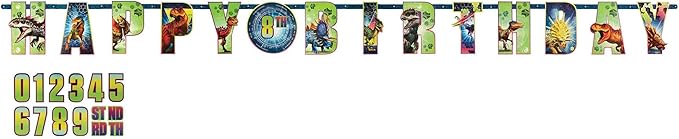 Jurassic World Multicolor Jumbo Add-An-Age Paper Letter Banner - 10.5' x 10" (Pack Of 1) - Great For Dino-Themed Celebrations