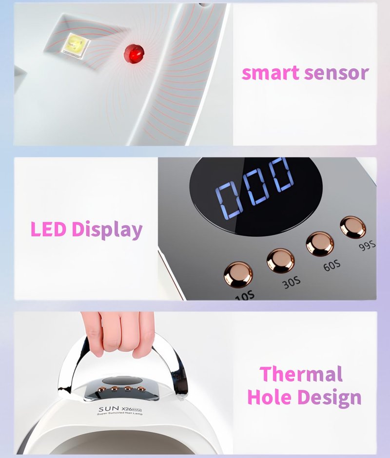 UV LED Nail Lamp with 81 Beads, 380W Nail Curing Lamps for Gel Polish with Automatic Sensor/4 Timer Setting,Led Nail Dryer, Professional Nail Art Drying Tools for Fingernail and Toenail